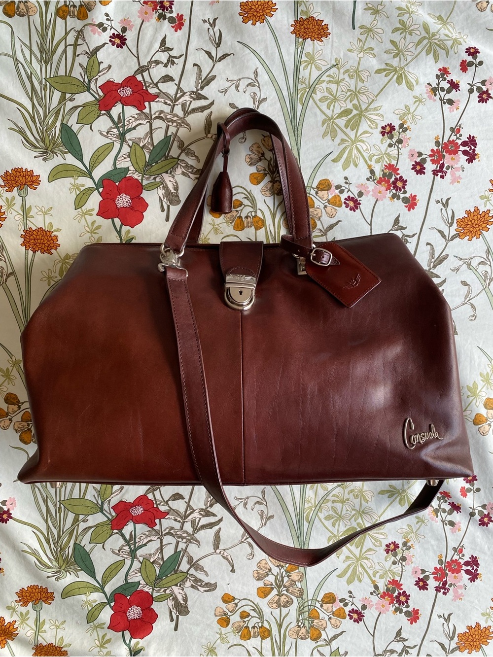 Large Consuela leather doctor bag weekender bag dark brown